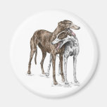 Two Greyhound Dog Friends Refrigerator Magnets