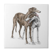 Two Greyhound Dog Friends Tile