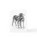 Two Greyhound Dogs Drawing by Kelli Swan Greeting Cards