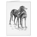 Two Greyhound Dogs Drawing by Kelli Swan Greeting Cards