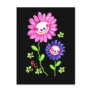 Two Grinning Happy Flowers Black Background Post Cards