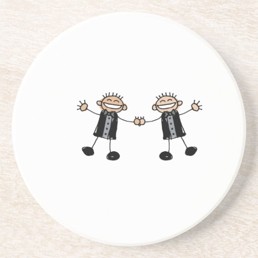 Two Grooms Dancing Happy Drink Coaster
