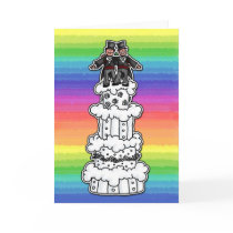 Two Grooms on Rainbow Wedding Cake Greeting Card