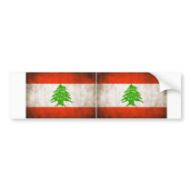 TWO Grungy Lebanon Flag Bumper Sticker