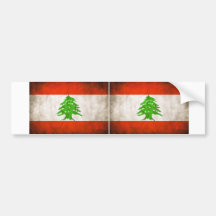 TWO Grungy Lebanon Flag Bumper Sticker