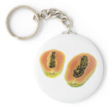 Two halves of a papaya keychains