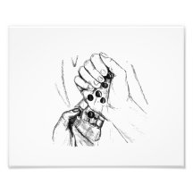 Two Hands with Marbles Pouring Pencil Sketch Photo Print