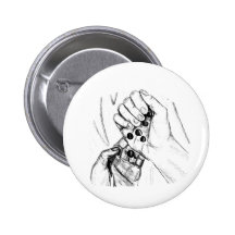 Two Hands with Marbles Pouring Pencil Sketch Pin