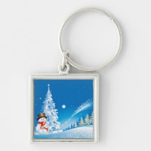 Two Happy Snowmen Keychains