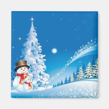 Two Happy Snowmen Magnet
