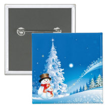 Two Happy Snowmen Pinback Button