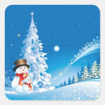 Two Happy Snowmen Stickers
