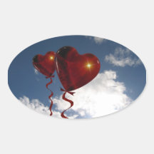 Two heart balloons in clouded sky stickers