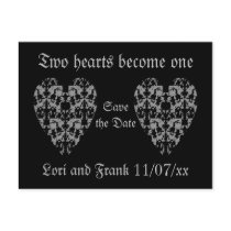 Two hearts become one Save the Date postcard