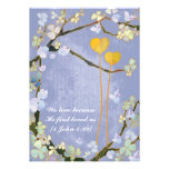 Two Hearts Blue Lyrical Floral Wedding Invitation