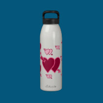 Two Hearts Cupid's Arrow Valentine's Day water bottles
