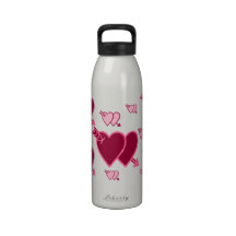 Two Hearts Cupid's Arrow Valentine's Day Reusable Water Bottles