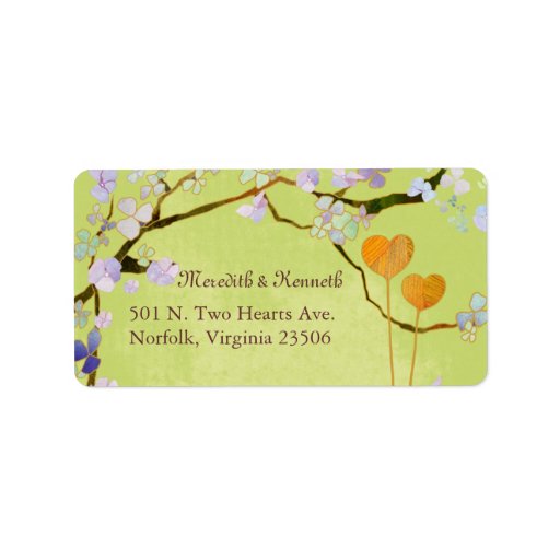 Two Hearts Cute Wedding Return Address Labels