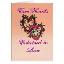 Two Hearts Entwined with Flowers Cards
