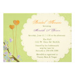 Two Hearts Green Summer Floral Bridal Shower Personalized Announcements