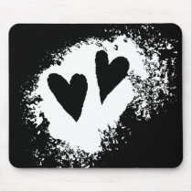 Two hearts grungy love white stain mousepad