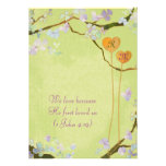 Two Hearts in Green Cute Romantic Floral Wedding Personalized Invites