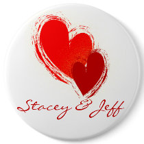Two hearts in love buttons