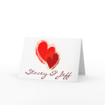 Two hearts in love greeting card