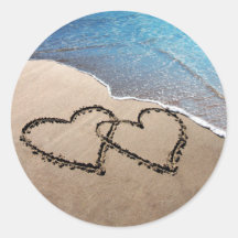 Two Hearts In The Sand Sticker
