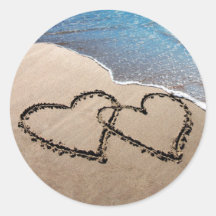 Two Hearts In The Sand Sticker