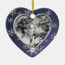 Two Hearts Snowflake Frame Christmas Tree Ornament