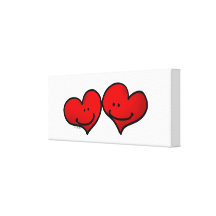 two hearts stretched canvas print