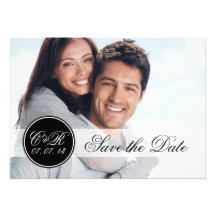 Two Initial Stylish Photo Save the Date Custom Invite