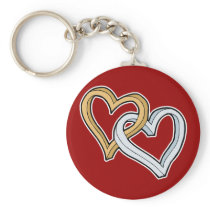 TWO INTERTWINED HEARTS KEY CHAINS