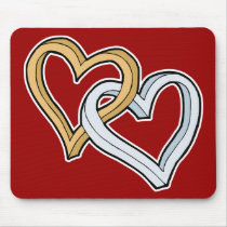 TWO INTERTWINED HEARTS MOUSE PAD