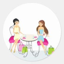 Two Ladies at the Cafe Stickers