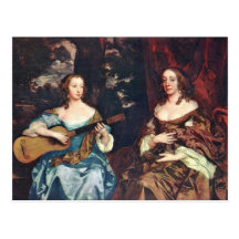 Two Ladies Of The Family Lake By Lely Sir Peter Post Card