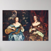 Two Ladies Of The Family Lake By Lely Sir Peter Print