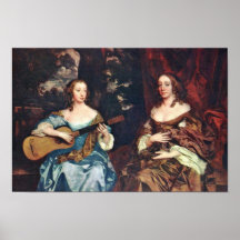 Two Ladies Of The Family Lake By Lely Sir Peter Print
