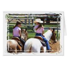 Two Little Cowgirls Greeting Card