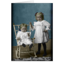 Two Little Girl Colorized Old Photograph Cards