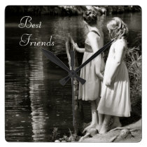 Two Little Girls "Best Friends" Wall Clock wall clocks