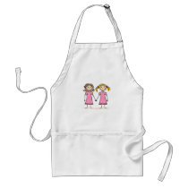 Two little girls holding hands apron