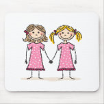 Two little girls holding hands mouse pads