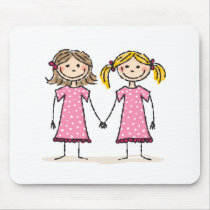 Two little girls holding hands mouse pads
