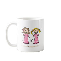 Two little girls holding hands mug