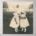Two little girls kissing poster posters