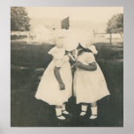 Two little girls kissing poster posters