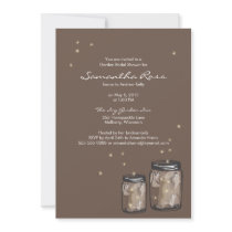 Two Mason Jars & Fireflies Bridal Shower Announcement