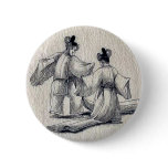 Two men with long robes dancing Ukiyo-e. Buttons